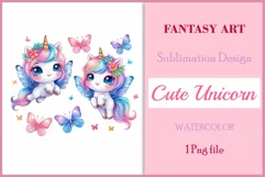 Watercolor illustration hand drawn clip art cute pink unicorn. Bright and colorful colors perfect for greeting card, birthday, baby shower, print, mug design and more. Pastel сolorful clipart, high resolution. Well for printing and sublimation 