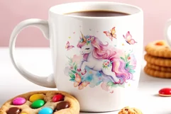 Watercolor illustration hand drawn clip art cute pink unicorn. Bright and colorful colors perfect for greeting card, birthday, baby shower, print, mug design and more. Pastel сolorful clipart, high resolution. Well for printing and sublimation 