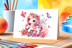 Watercolor illustration hand drawn clip art cute pink unicorn. Bright and colorful colors perfect for greeting card, birthday, baby shower, print, mug design and more. Pastel сolorful clipart, high resolution. Well for printing and sublimation 