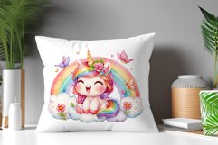 Watercolor illustration hand drawn clip art cute pink unicorn. Bright and colorful colors perfect for greeting card, birthday, baby shower, print, mug design and more. Pastel сolorful clipart, high resolution. Well for printing and sublimation 