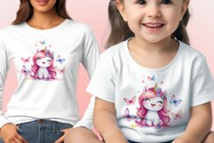 Watercolor illustration hand drawn clip art cute pink unicorn. Bright and colorful colors perfect for greeting card, birthday, baby shower, print, mug design and more. Pastel сolorful clipart, high resolution. Well for printing and sublimation 