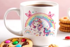 Watercolor illustration hand drawn clip art cute pink unicorn. Bright and colorful colors perfect for greeting card, birthday, baby shower, print, mug design and more. Pastel сolorful clipart, high resolution. Well for printing and sublimation 