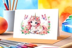 Watercolor illustration hand drawn clip art cute pink unicorn. Bright and colorful colors perfect for greeting card, birthday, baby shower, print, mug design and more. Pastel сolorful clipart, high resolution. Well for printing and sublimation 