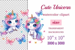 Watercolor illustration hand drawn clip art cute pink unicorn. Bright and colorful colors perfect for greeting card, birthday, baby shower, print, mug design and more. Pastel сolorful clipart, high resolution. Well for printing and sublimation 