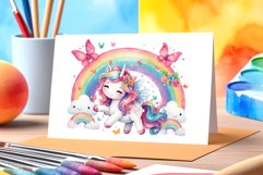 Watercolor illustration hand drawn clip art cute pink unicorn. Bright and colorful colors perfect for greeting card, birthday, baby shower, print, mug design and more. Pastel сolorful clipart, high resolution. Well for printing and sublimation 