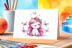 Watercolor illustration hand drawn clip art cute pink unicorn. Bright and colorful colors perfect for greeting card, birthday, baby shower, print, mug design and more. Pastel сolorful clipart, high resolution. Well for printing and sublimation 