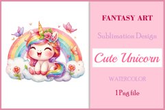 Watercolor illustration hand drawn clip art cute pink unicorn. Bright and colorful colors perfect for greeting card, birthday, baby shower, print, mug design and more. Pastel сolorful clipart, high resolution. Well for printing and sublimation 