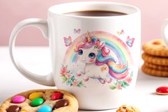 Watercolor illustration hand drawn clip art cute pink unicorn. Bright and colorful colors perfect for greeting card, birthday, baby shower, print, mug design and more. Pastel сolorful clipart, high resolution. Well for printing and sublimation 