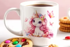 Watercolor illustration hand drawn clip art cute pink unicorn. Bright and colorful colors perfect for greeting card, birthday, baby shower, print, mug design and more. Pastel сolorful clipart, high resolution. Well for printing and sublimation 