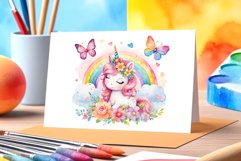 Watercolor illustration hand drawn clip art cute pink unicorn. Bright and colorful colors perfect for greeting card, birthday, baby shower, print, mug design and more. Pastel сolorful clipart, high resolution. Well for printing and sublimation 