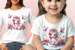 Watercolor illustration hand drawn clip art cute pink unicorn. Bright and colorful colors perfect for greeting card, birthday, baby shower, print, mug design and more. Pastel сolorful clipart, high resolution. Well for printing and sublimation 