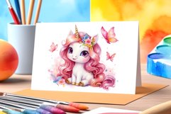 Watercolor illustration hand drawn clip art cute pink unicorn. Bright and colorful colors perfect for greeting card, birthday, baby shower, print, mug design and more. Pastel сolorful clipart, high resolution. Well for printing and sublimation 