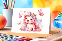 Watercolor illustration hand drawn clip art cute pink unicorn. Bright and colorful colors perfect for greeting card, birthday, baby shower, print, mug design and more. Pastel сolorful clipart, high resolution. Well for printing and sublimation 