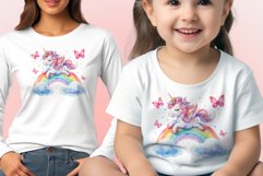 Watercolor illustration hand drawn clip art cute pink unicorn. Bright and colorful colors perfect for greeting card, birthday, baby shower, print, mug design and more. Pastel сolorful clipart, high resolution. Well for printing and sublimation 