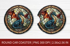 Round Car Coaster Sublimation Design | Stained Glass Dragon Product Image 1