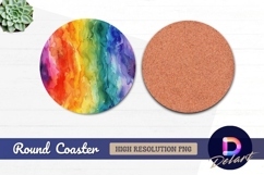 Rainbow watercolor circle Round Coaster PNG Product Image 1