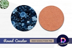 Blue roses elegant flower Round Coaster PNG Product Image 1