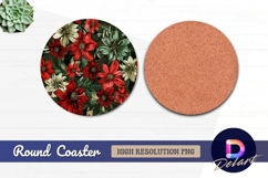 Red and green floral Round Coaster PNG Product Image 1