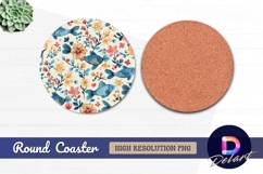 Floral fish pattern Round Coaster PNG Product Image 1