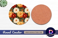 Colorful floral pattern Round Coaster PNG Product Image 1