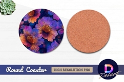 Abstract floral Round Coaster PNG Product Image 1