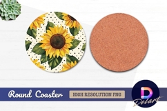 Sunflower floral pattern Round Coaster PNG Product Image 1