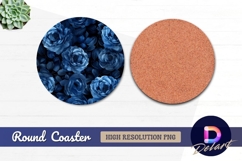 Dark blue roses floral Round Coaster PNG Product Image 1