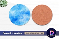 Blue watercolor circle Round Coaster PNG Product Image 1