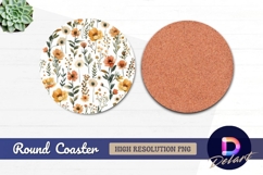 Watercolor floral Round Coaster PNG Product Image 1