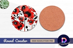 Stylized poppy flower Round Coaster PNG Product Image 1