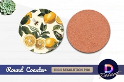Lemons with bees Round Coaster PNG Product Image 1