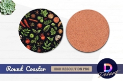 Herbs spices and ingredients Round Coaster PNG Product Image 1
