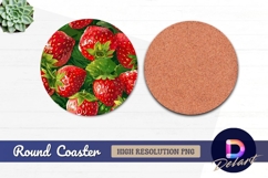 Strawberry pattern Round Coaster PNG Product Image 1
