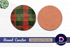 Rustic red and green plaid Round Coaster PNG Product Image 1