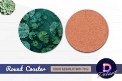 Green lotus pads in water Round Coaster PNG Product Image 1