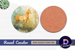 Watercolor unicorn illustration Round Coaster PNG Product Image 1