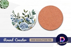 Watercolor floral arrangement round coaster png Product Image 1