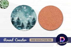 Snowy forest Round Coaster PNG Product Image 1