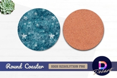 Winter snowflakes background Round Coaster PNG Product Image 1