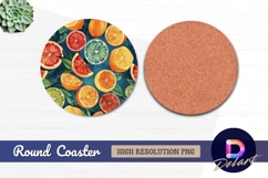 Colorful citrus fruits Round Coaster PNG Product Image 1