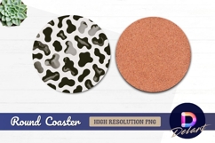 Black and gray watercolor pattern round coaster png Product Image 1