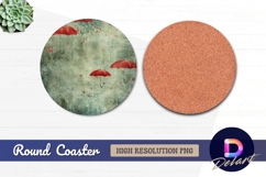 Red umbrellas grunge texture Round Coaster PNG Product Image 1