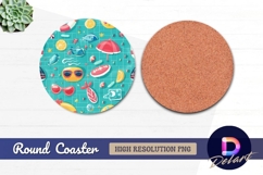 Summer holiday pool party Round Coaster PNG Product Image 1