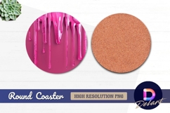 Dripping pink paint Round Coaster PNG Product Image 1