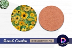 Sunflower pattern for Round Coaster PNG Product Image 1
