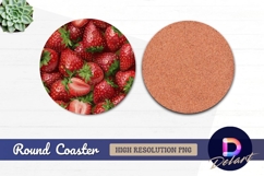 Fresh strawberries Round Coaster PNG Product Image 1