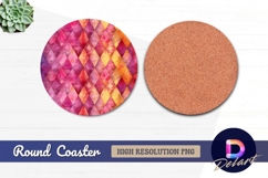 Pink orange diamond pattern Round Coaster PNG Product Image 1