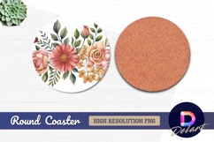 Watercolor floral arrangement for Round Coaster PNG Product Image 1