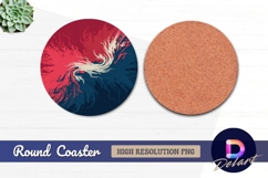 Abstract phoenix design red and blue round coaster png Product Image 1