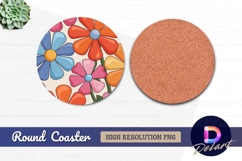 Retro floral pattern round coaster png design Product Image 1